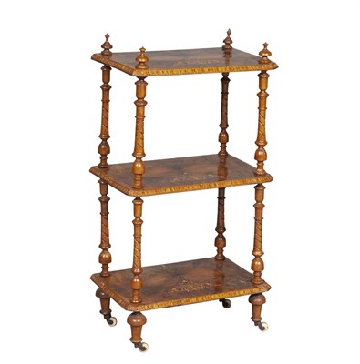 Lot 192 - Victorian Inlaid Walnut Three-Tier Étagère...