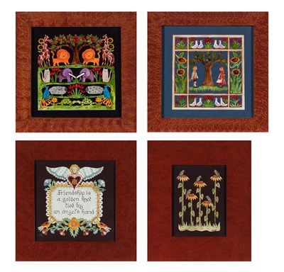 Lot 232 - Four Cut and Painted Paper Scherenschnitte Works