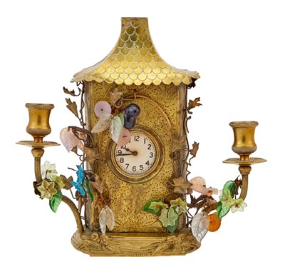 Lot 266 - Gilt-Metal and Glass Cottage-Form Candelabra...
