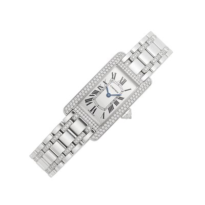 Lot 48 - Cartier White Gold and Diamond 'Tank Américaine' Wristwatch, Ref. 2489
