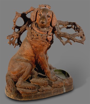 Lot 1146 - Black Forest Carved Wood Umbrella Stand Early...