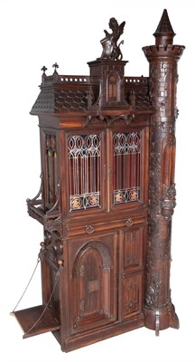 Lot 695 - German Walnut and Leaded Glass Architectural...