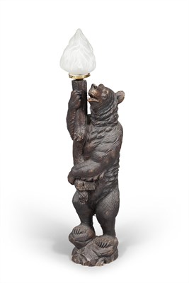 Lot 199 - Black Forest Carved Wood Lamp Late 19th...