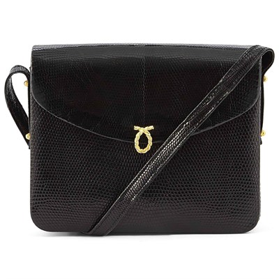 Lot 181 - S. Launer & Co. Black Lizard Shoulder Bag