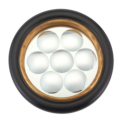 Lot 76 - Regency Style Parcel-Gilt Ebonized Circular Mirror