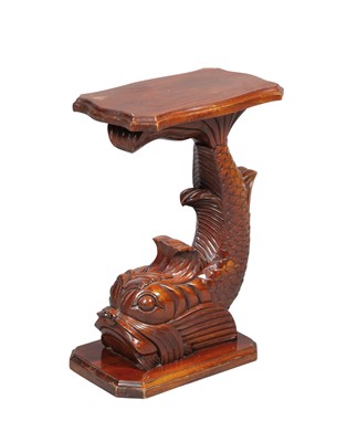 Lot 71 - Venetian Carved Mahogany Dolphin-Form Occasional Table