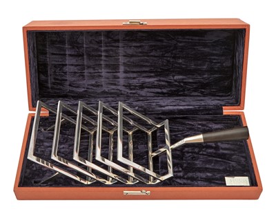 Lot 182 - Limited Edition Alessi Sterling Silver Toast Rack Designed by Christopher Dresser