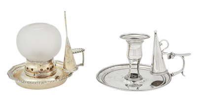 Lot 196 - Two Georgian and Victorian Sterling Silver and Silver-Gilt Chambersticks