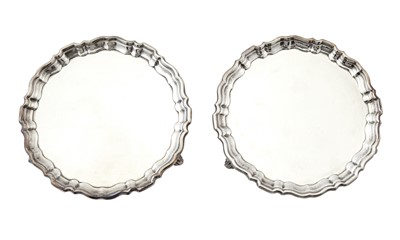 Lot 202 - Pair of Elizabeth II Sterling Silver Waiters