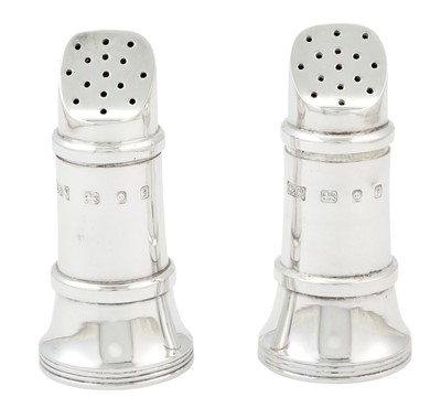 Lot 171 - Pair of Novelty Elizabeth II Sterling Silver "Lipstick" Casters