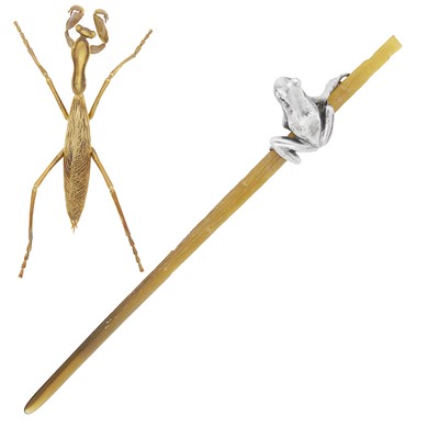 Lot 246 - Gabriella Kiss Gold Praying Mantis Brooch