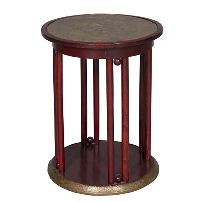 Lot 288 - Josef Hoffmann Hammered Brass and Mahogany Fledermaus Occasional Table