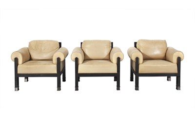 Lot 377 - Three Peter Marino Designed Leather Upholstered Club Chairs