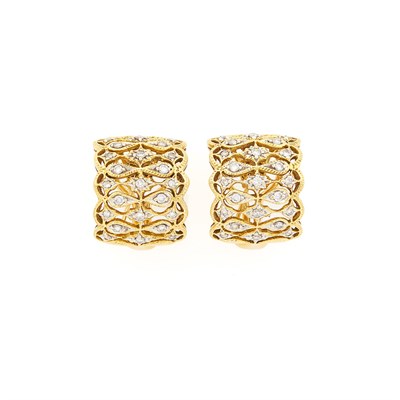 Lot 1242 - Pair of Gold and Diamond Earclips