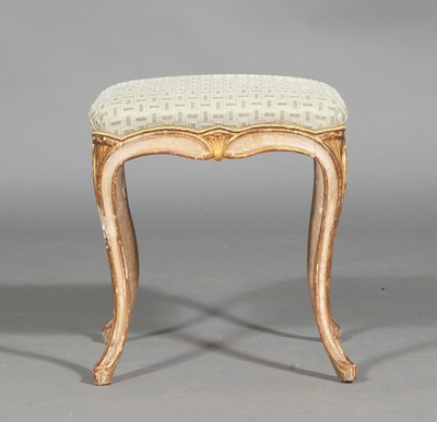 Lot 150 - Italian Rococo Style Upholstered Gilt and Painted Wood Stool