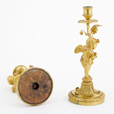 Lot 137 - Pair of Louis XVI Style Gilt-Bronze Figural Candlesticks