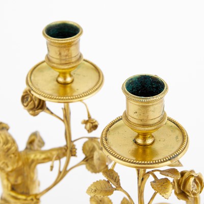 Lot 137 - Pair of Louis XVI Style Gilt-Bronze Figural Candlesticks