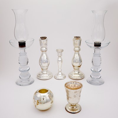 Lot 160 - Group of Mercury Glass and Glass Table Articles