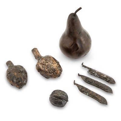 Lot 119 - Group of Seven Metal and Bronze Fruits, Vegetables and Nuts
