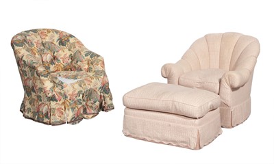 Lot 113 - Two Upholstered Tub Chairs Together with Ottoman