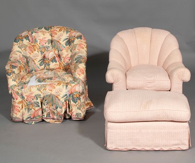 Lot 113 - Two Upholstered Tub Chairs Together with Ottoman