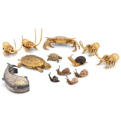 Lot 125 - Group of Twelve Gilt-Metal and Metal Figures of Sea Animals