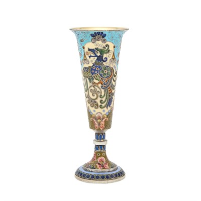 Lot 82 - Russian Silver-Gilt and Cloisonné Enamel Flute...
