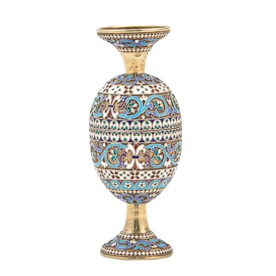 Lot 13 - Russian Silver-Gilt and Cloisonné Enamel Egg...