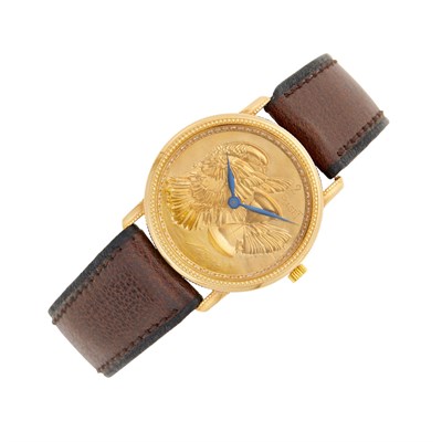 Lot 28 - Piaget, Hans Erni Rose Gold and Diamond 'D'Or' Coin Wristwatch