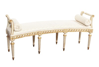 Lot 324 - Louis XVI Style Painted and Parcel-Gilt Bench...