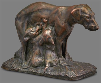 Lot 1072 - Hugo Postl Austrian, b. 1879 Mother and Pups,...