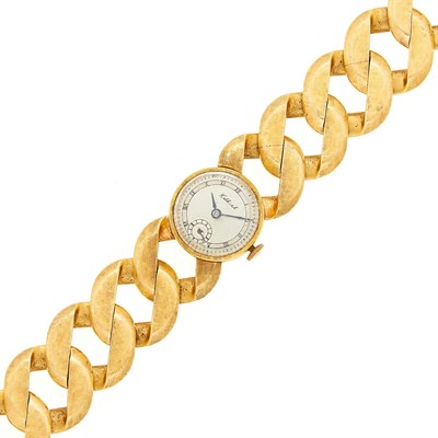 Lot 1177 - Gold Curb Link Wristwatch