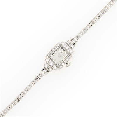 Lot 1111 - Hamilton White Gold and Diamond Wristwatch