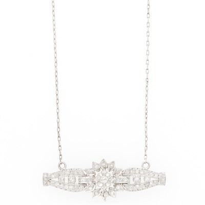 Lot 1119 - White Gold and Diamond Pendant Necklace