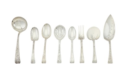 Lot 568 - Assembled Tiffany & Co. Sterling Silver "Lap Over Edge" Pattern Flatware Service