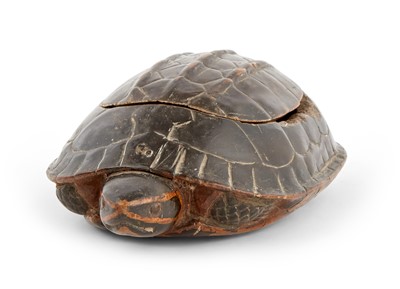 Lot 575 - A Rare Thai Wooden Tortoise-Form Box and Cover