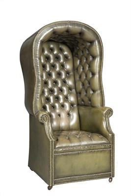 Lot 375 - Green Tufted-Leather Porter's Chair Height 64...