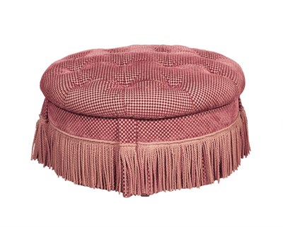 Lot 377 - Tufted Round Fringed Ottoman Height 16 inches,...