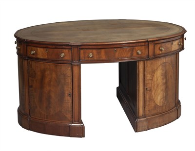 Lot 373 - George III Style Mahogany Oval Desk 19th...