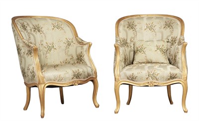 Lot 0 - Pair of Louis XV Style Giltwood Bergères