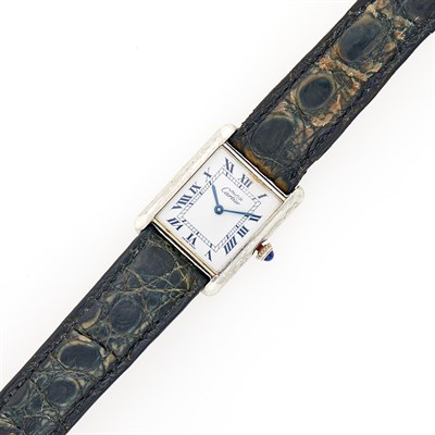 Lot 1142 - Must de Cartier Silver 'Tank' Wristwatch
