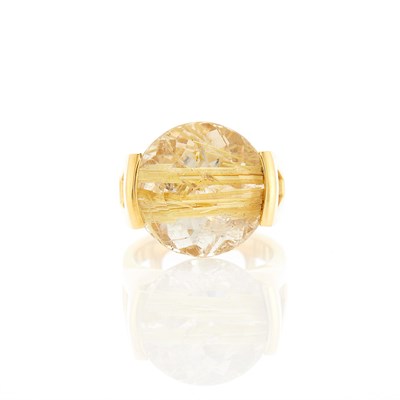 Lot 1211 - Gold and Rutilated Quartz Ring