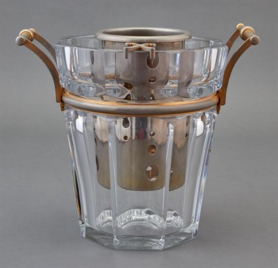 Lot 213 - Baccarat Glass and Metal Wine Cooler Height 10...
