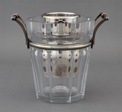 Lot 214 - Baccarat Glass and Metal Wine Cooler Height 10...