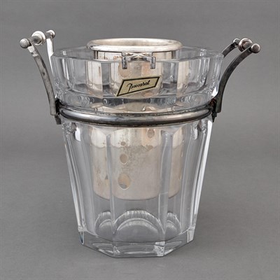 Lot 215 - Baccarat Glass and Metal Wine Cooler Height 10...