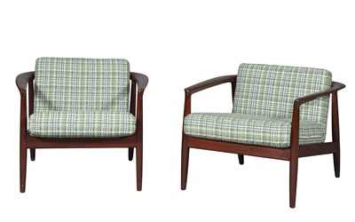 Lot 302 - Pair of Folke Ohlsson for Dux Upholstered Teak Model 72-CArmchairs
