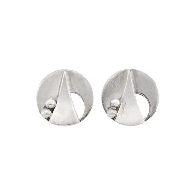 Lot 195 - Jean Després Pair of Silver Earclips, France
