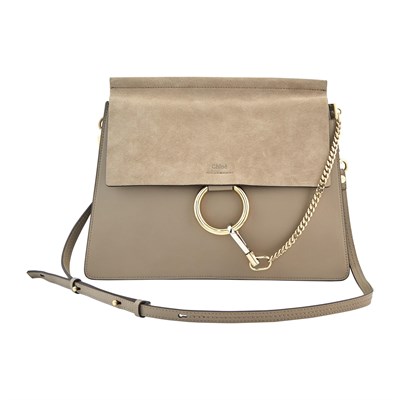 Lot 155 - Chloé Taupe Calfskin and Suede Medium 'Faye' Shoulder Bag