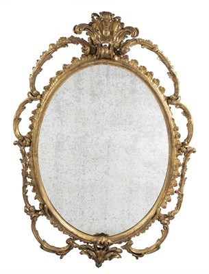 Lot 357 - George III Style Giltwood Oval Mirror Height...