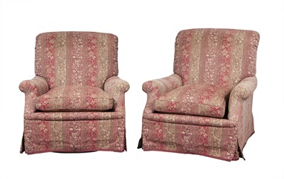 Lot 368 - Pair of Upholstered Swivel Club Chairs Height...
